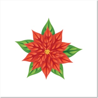 Cute Cartoon Poinsettia Posters and Art